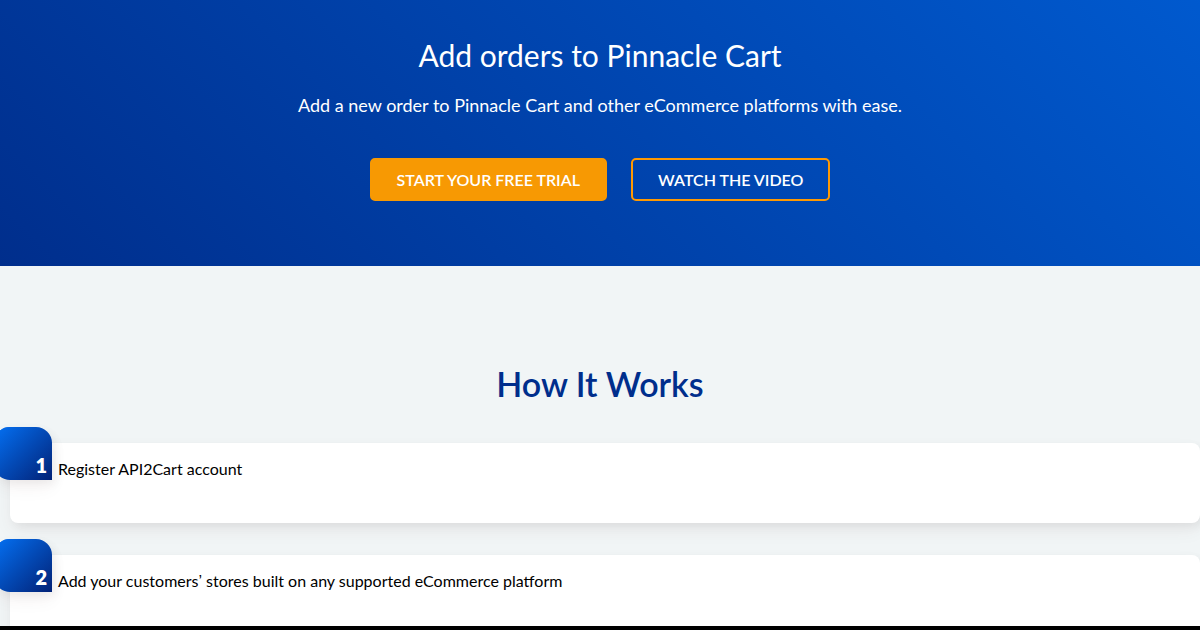 Pinnacle Api Add Orders to Pinnacle Cart - API2Cart - Unified eCommerce API