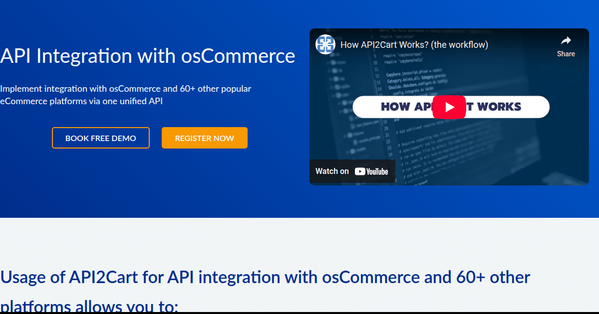 API Integration with osCommerce - API2Cart