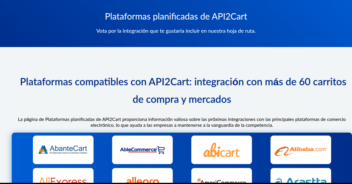 API2Cart Planned Platforms and Upcoming Integrations