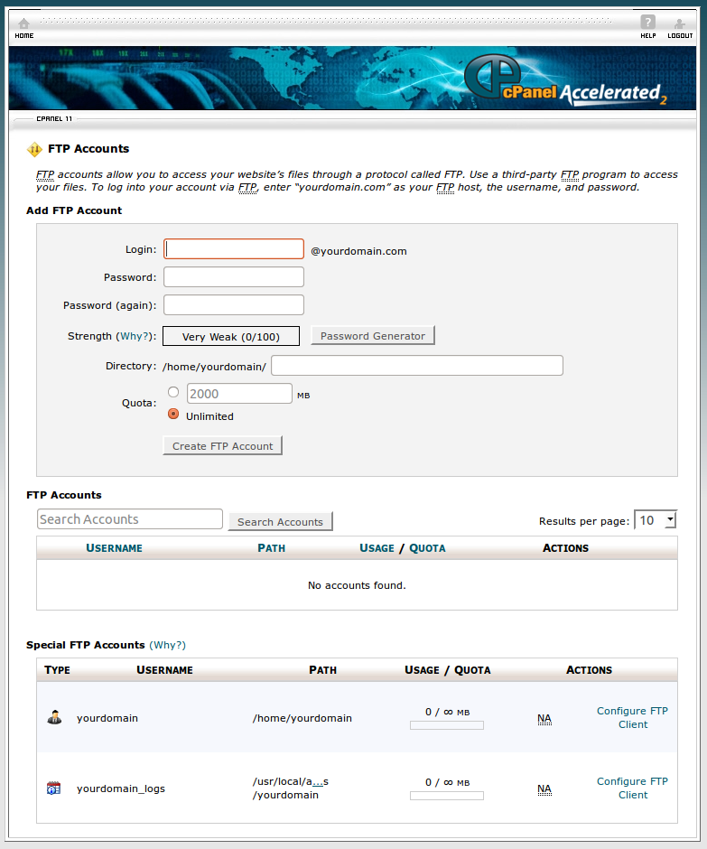 FTP Accounts