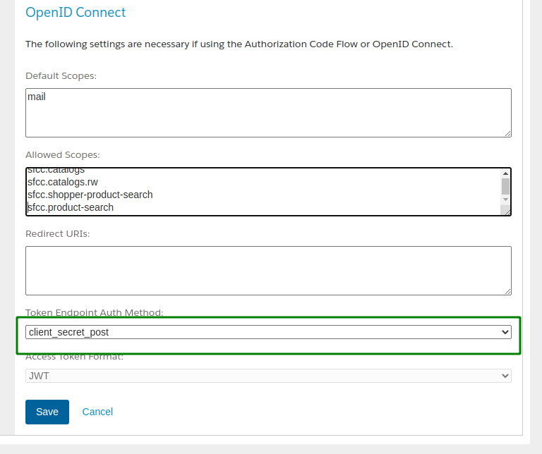 Token Endpoint Auth Method