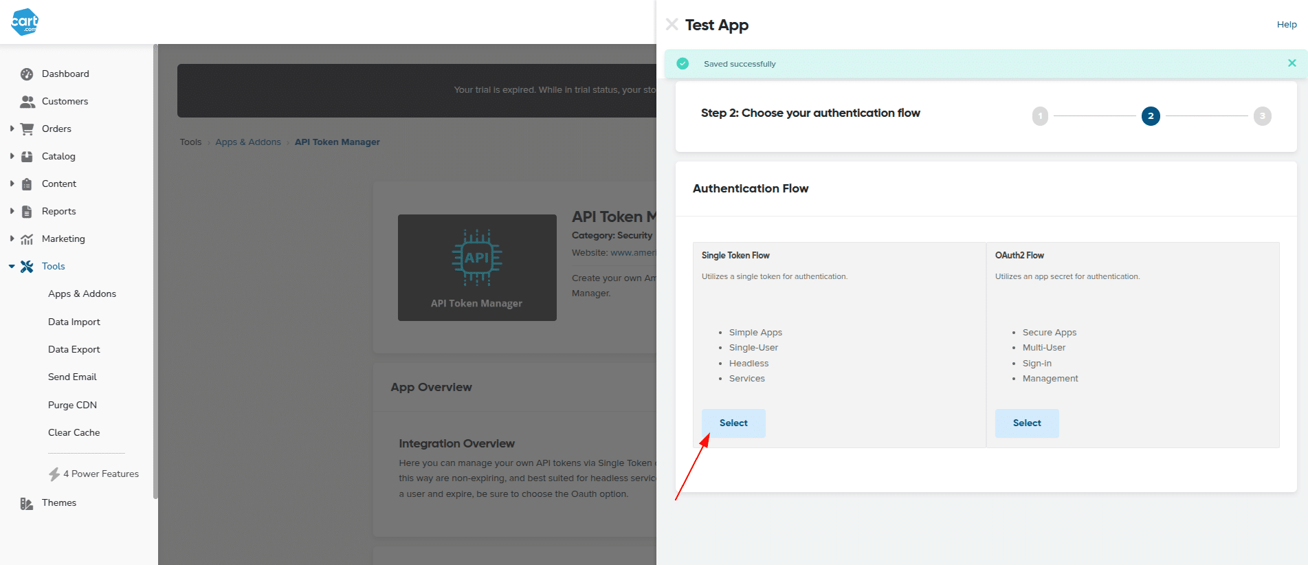 How to connect AmeriCommerce to API2Cart. Single Token Flow