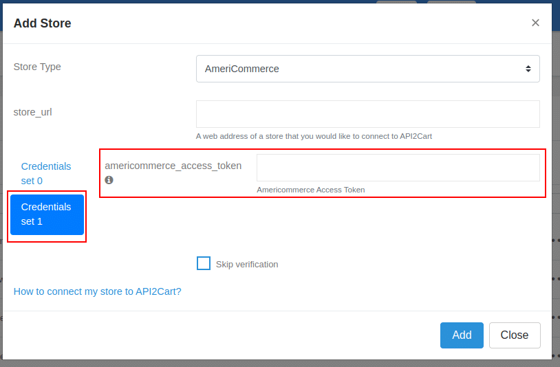 How to connect AmeriCommerce to API2Cart. Credential set 2