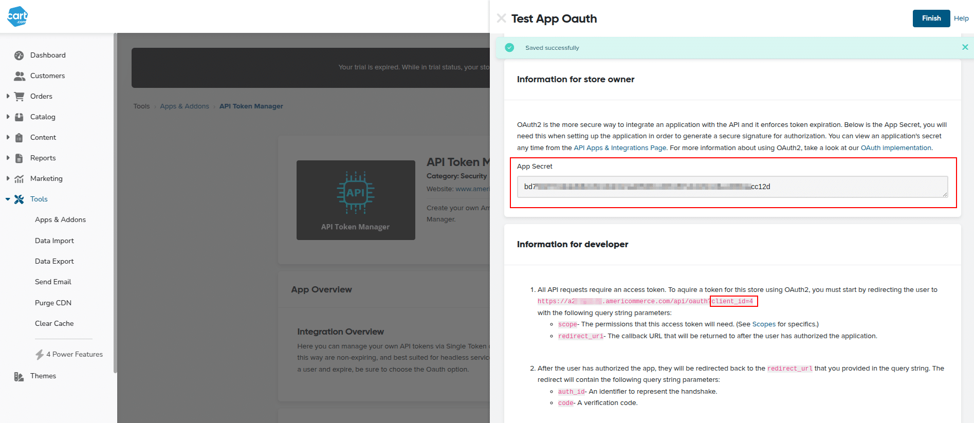 How to connect AmeriCommerce to API2Cart. Client ID & Secret