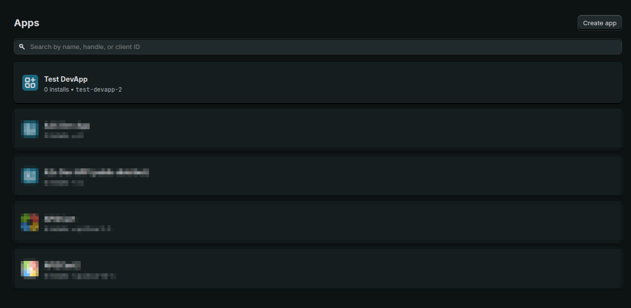New app on dashboard
