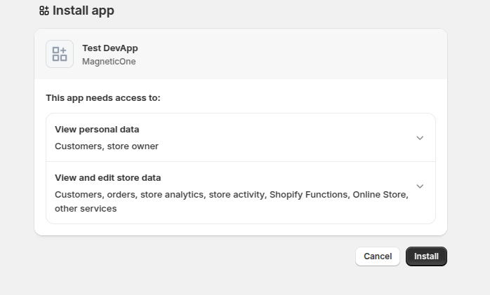 Select store and confirm installation