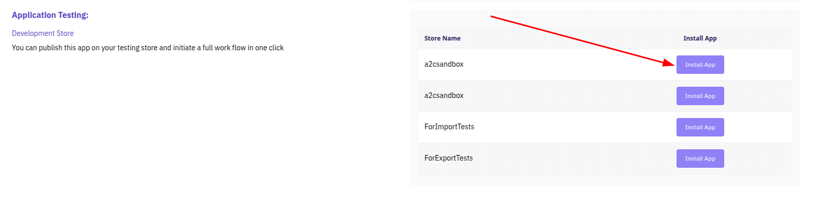 Install the application on a Development Store from the Zid application dashboard