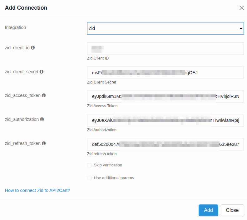 Connect a Zid store to API2Cart
