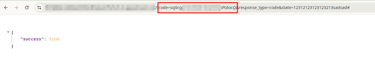 Square OAuth authorization code returned in Redirect URL parameters